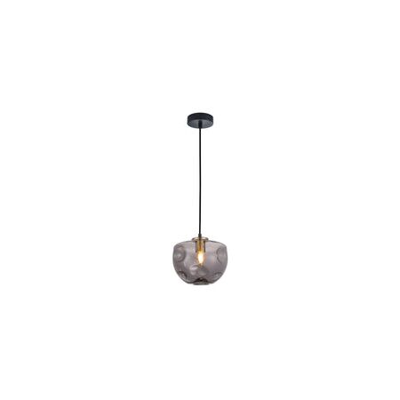 PENDANT ES Smoke Glass FlatTop Dome Ant.Brass Highlight OD220mm