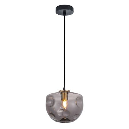 PENDANT ES Smoke Glass FlatTop Dome Ant.Brass Highlight OD220mm