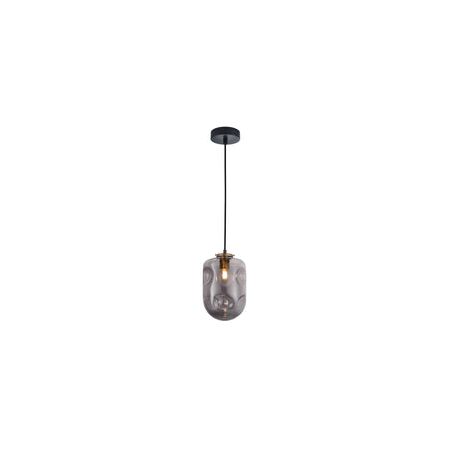 PENDANT ES Smoke Glass Oblong Ant.Brass Highlight OD175mm