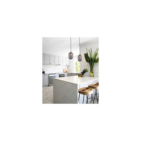PENDANT ES Smoke Glass Oblong Ant.Brass Highlight OD175mm