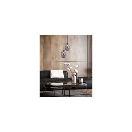 PENDANT ES Smoke Glass Oblong Ant.Brass Highlight OD175mm