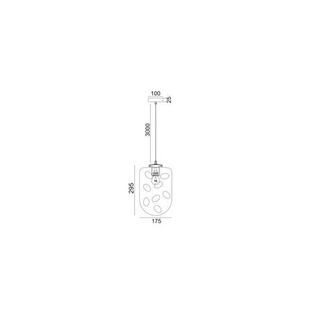 PENDANT ES Smoke Glass Oblong Ant.Brass Highlight OD175mm