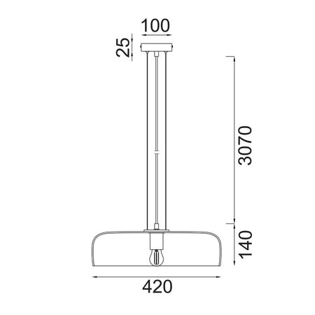 PENDANT ES 40W DOME Orange Glass w/Brass Highlight OD420mm