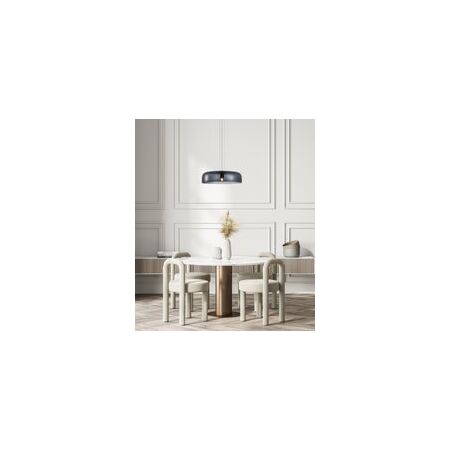 PENDANT ES 40W DOME Smokey Black Glass w/Brass Highlight OD420mm