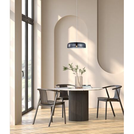 PENDANT ES 40W DOME Smokey Black Glass w/Brass Highlight OD420mm