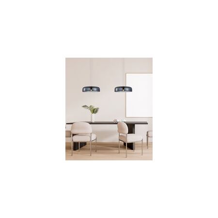 PENDANT ES 40W DOME Smokey Black Glass w/Brass Highlight OD420mm