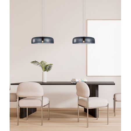 PENDANT ES 40W DOME Green Glass w/Brass Highlight OD420mm