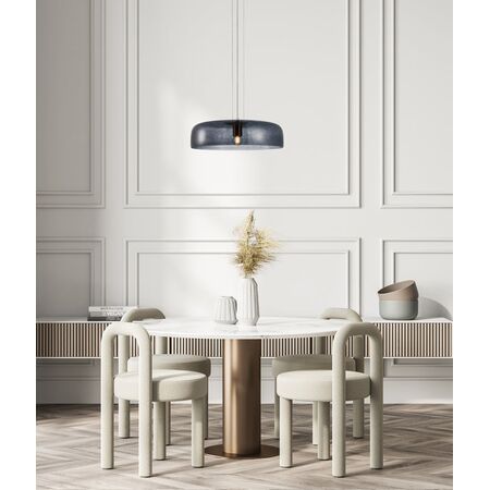 PENDANT ES 40W DOME Smokey Black Glass w/Brass Highlight OD420mm