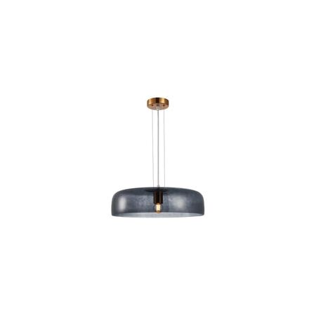 PENDANT ES 40W DOME Smokey Black Glass w/Brass Highlight OD420mm