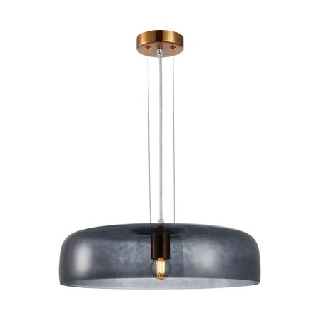 PENDANT ES 40W DOME Orange Glass w/Brass Highlight OD420mm