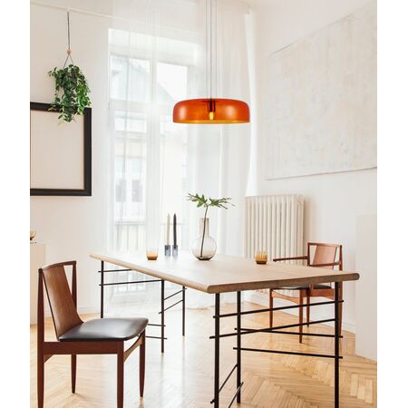 PENDANT ES 40W DOME Orange Glass w/Brass Highlight OD420mm