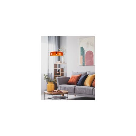PENDANT ES 40W DOME Orange Glass w/Brass Highlight OD420mm