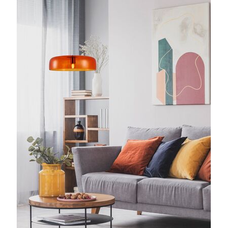 PENDANT ES 40W DOME Green Glass w/Brass Highlight OD420mm