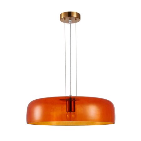 PENDANT ES 40W DOME Smokey Black Glass w/Brass Highlight OD420mm