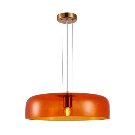 PENDANT ES 40W DOME Orange Glass w/Brass Highlight OD420mm