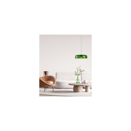 PENDANT ES 40W DOME Smokey Black Glass w/Brass Highlight OD420mm