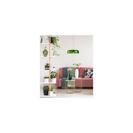 PENDANT ES 40W DOME Green Glass w/Brass Highlight OD420mm