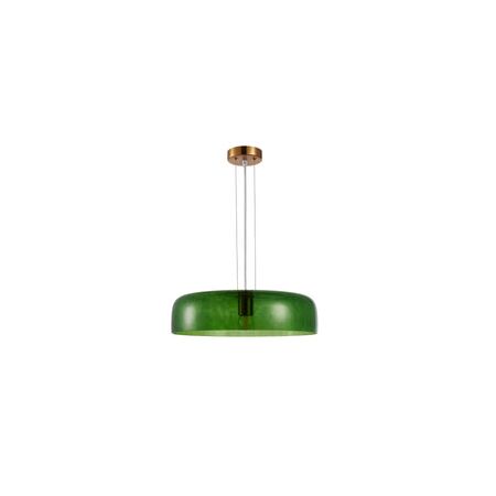 PENDANT ES 40W DOME Smokey Black Glass w/Brass Highlight OD420mm