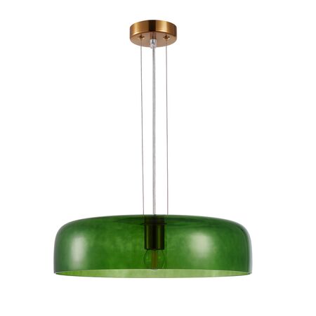 PENDANT ES 40W DOME Smokey Black Glass w/Brass Highlight OD420mm