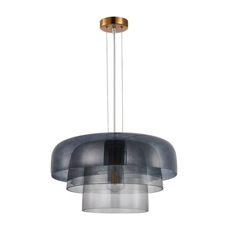 PENDANT ES 40W DOME Orange Glass x3 w/Brass Highlight OD420mm