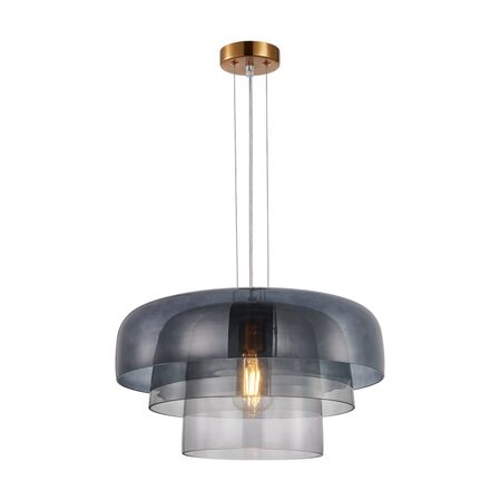PENDANT ES 40W DOME Orange Glass x3 w/Brass Highlight OD420mm