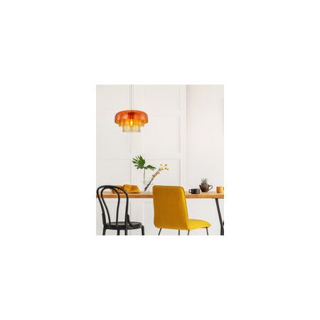 PENDANT ES 40W DOME Orange Glass x3 w/Brass Highlight OD420mm