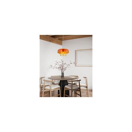 PENDANT ES 40W DOME Orange Glass x3 w/Brass Highlight OD420mm