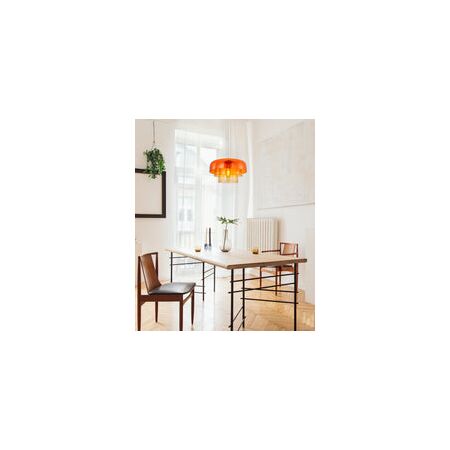PENDANT ES 40W DOME Smokey Black Glass x3 w/Brass Highlight OD420mm