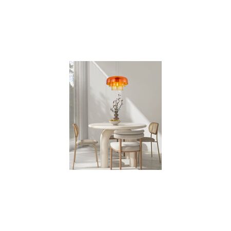 PENDANT ES 40W DOME Orange Glass x3 w/Brass Highlight OD420mm