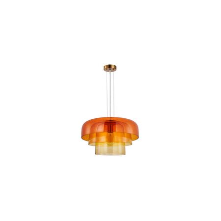 PENDANT ES 40W DOME Smokey Black Glass x3 w/Brass Highlight OD420mm