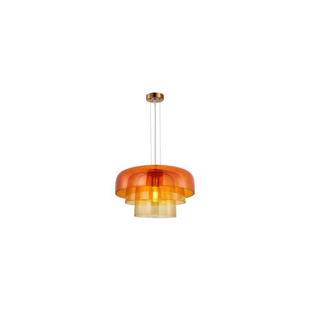 PENDANT ES 40W DOME Smokey Black Glass x3 w/Brass Highlight OD420mm