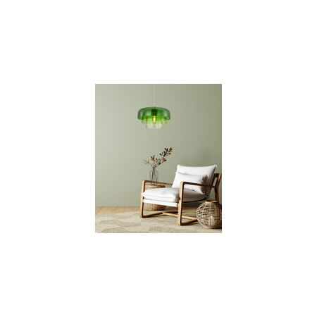 PENDANT ES 40W DOME Orange Glass x3 w/Brass Highlight OD420mm