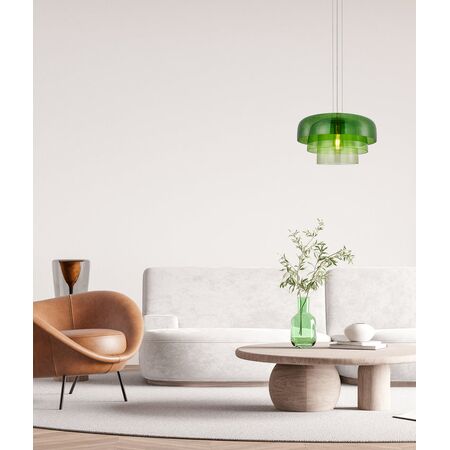 PENDANT ES 40W DOME Orange Glass x3 w/Brass Highlight OD420mm