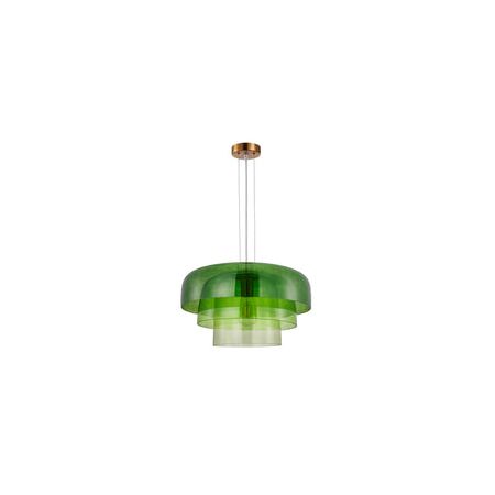 PENDANT ES 40W DOME Smokey Black Glass x3 w/Brass Highlight OD420mm