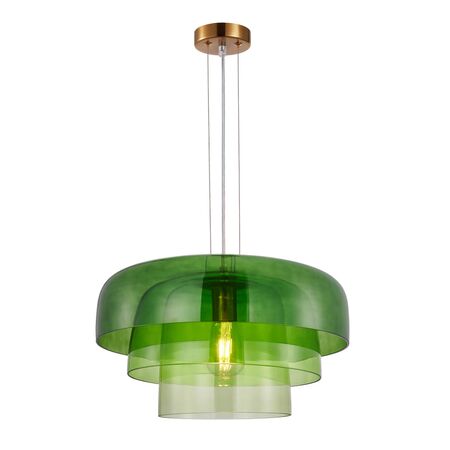 PENDANT ES 40W DOME Orange Glass x3 w/Brass Highlight OD420mm