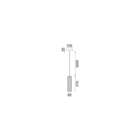 PENDANT GU10 10W Gold Aluminium Ribbed Cylinder OD65mm