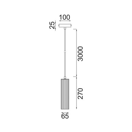 PENDANT GU10 10W Black Aluminium Ribbed Cylinder OD65mm