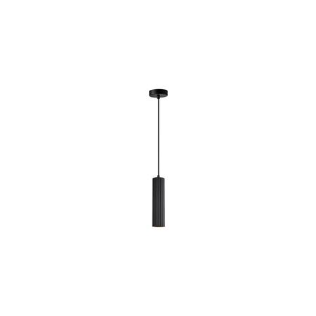 PENDANT GU10 10W Black Aluminium Ribbed Cylinder OD65mm
