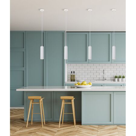 PENDANT GU10 10W Black Aluminium Ribbed Cylinder OD65mm