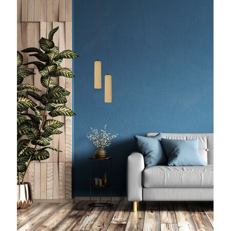 PENDANT GU10 10W Gold Aluminium Ribbed Cylinder OD65mm