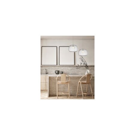PENDANT ES 40W Clear Glass w/Segments Chrome Highlight DOME OD400mm