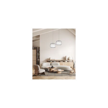 PENDANT ES 40W Clear Glass w/Segments Chrome Highlight DOME OD400mm