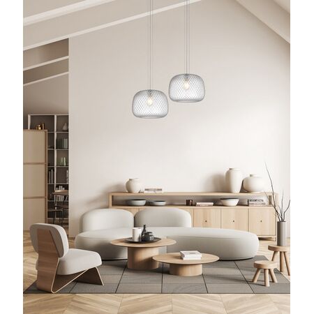PENDANT ES 40W Clear Glass w/Segments Chrome Highlight DOME OD400mm