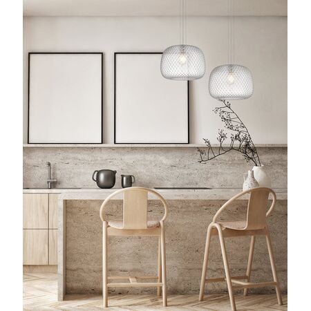 PENDANT ES 40W Clear Glass w/Segments Chrome Highlight DOME OD400mm