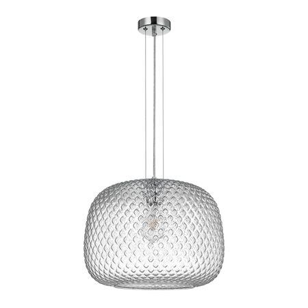 PENDANT ES 40W Clear Glass w/Segments Chrome Highlight DOME OD400mm