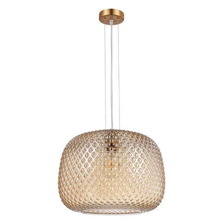 PENDANT ES 40W Amber Glass w/Segments Brass Highlight DOME OD400mm