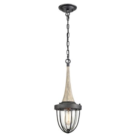PENDANT ES Satin Brass & Dark Wood CAGE OD180mm
