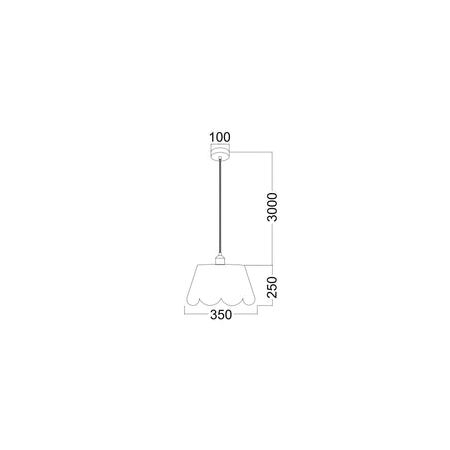 PENDANT ES 60W Wh w/Gold Interior Iron SLANTED w/Flower Pattern OD350 x H250 mm