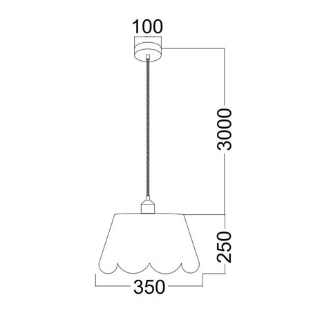 PENDANT ES 60W Blk w/Gold Interior Iron SLANTED w/Flower Pattern OD350 x H250 mm