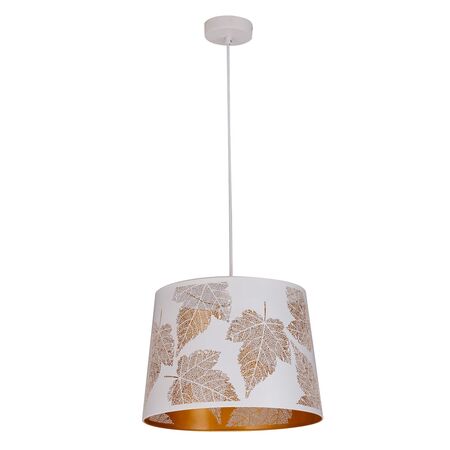 PENDANT ES 60W Blk w/Gold Interior Iron SLANTED w/Maple Leaf Pattern OD350 x H250 mm